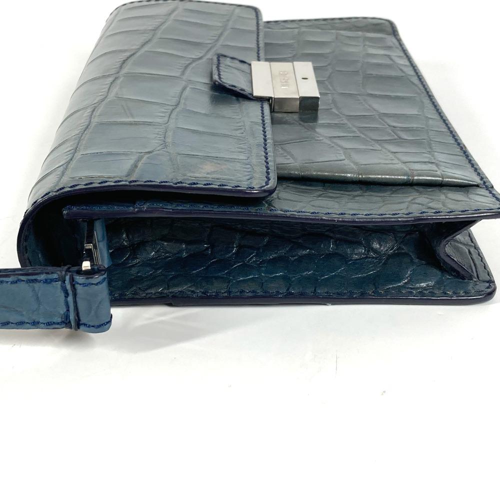 VERSACE logo Bag Clutch Bag with Strap Clutch bag Embossed Leather blue