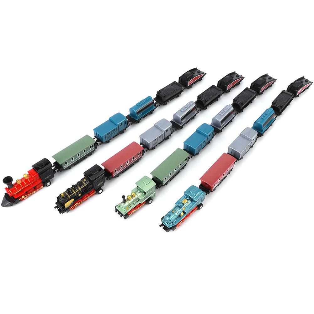 4 Sets Trains Toy Pull Back Steam Trains Model Set Assorted S for Children( Model)