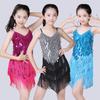Children's Latin Dance Fringe Skirt  Sequin Tassel Dancing Dress Girl Performance Tango Cha Cha Dancing Dress