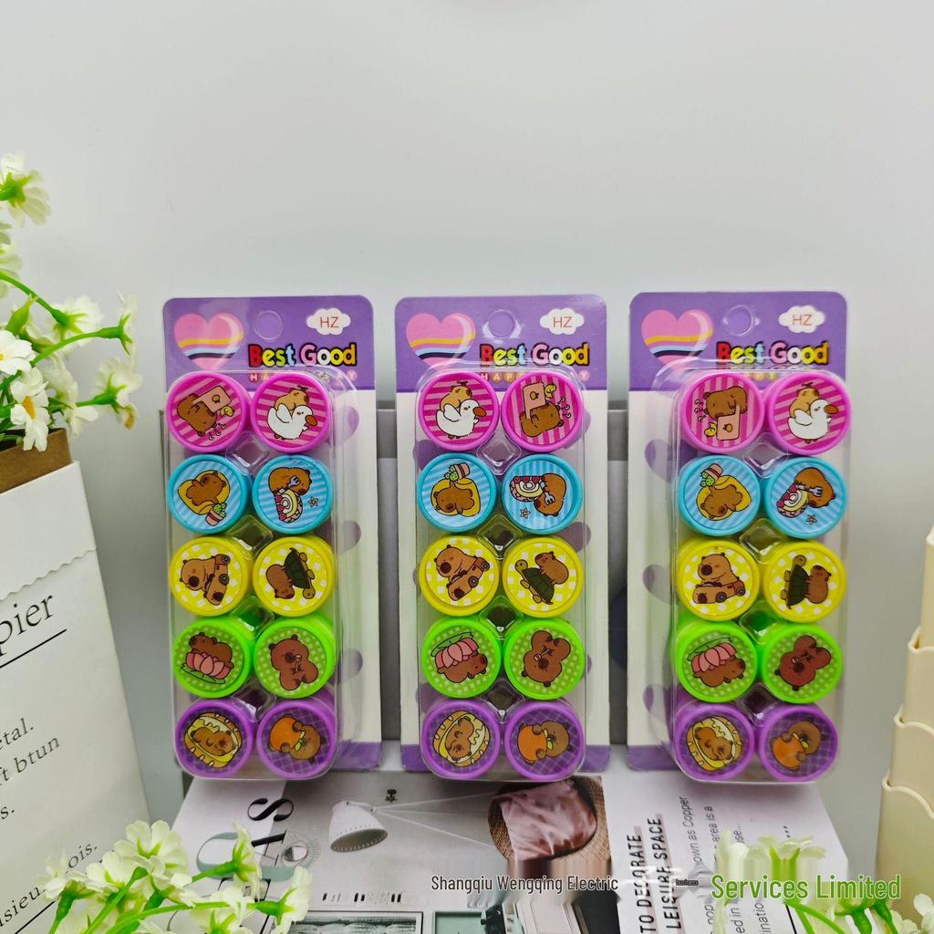 Ocean Animals 10-Piece Kids' Washable Stamp Set - Cute, Multiple Patterns for Kindergarten Stamping