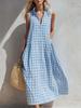 2026 Sommer Ärmelloses Kariertes Resort-Stil Langes Kleid