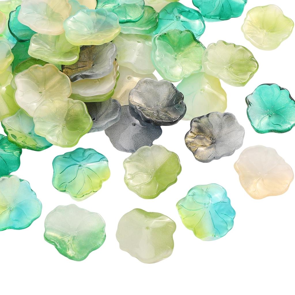5pcs [22x25mm] Three-dimensional Lotus Leaf Beads Transparent Half-Color Lotus Leaf  Glass Accessories DIY Handmade