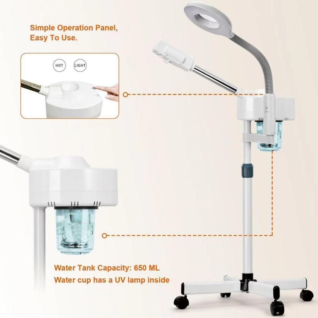 2-in-1 Facial Steamer Rehydration Machine Multi-functional Sprayer Facial Magnifying Lamp Professional Beauty Equipment