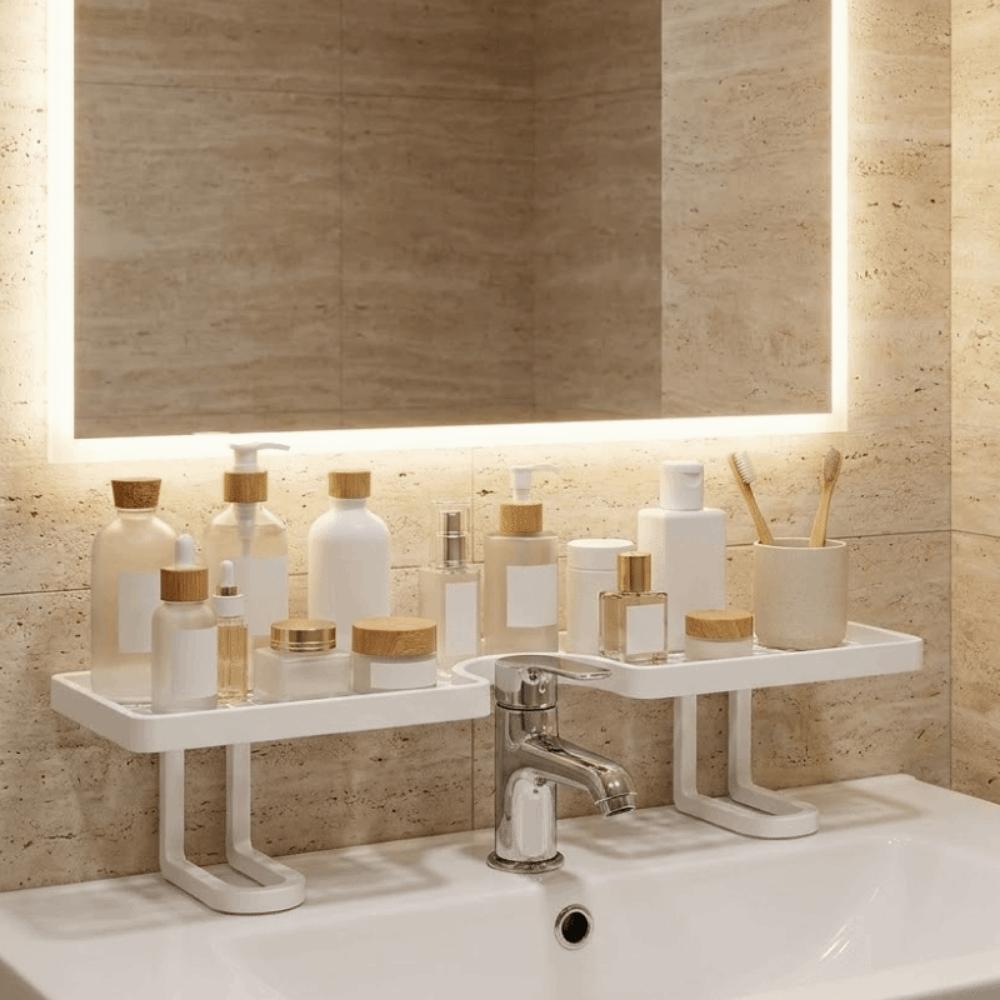 No Drill Bathroom Storage Rack Plastic Bathroom Sink Shelf Faucet Storage Shelf Dormitory