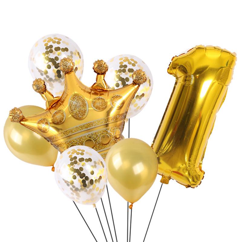 Gold Crown Balloon Set for First Birthday Party Decorations