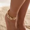 IngeSight.Z Bohemia Drop Oil Flower Anklet Foot Chains for Women Summer Beach Vacation Barefoot Chain Party Jewelry Accessories