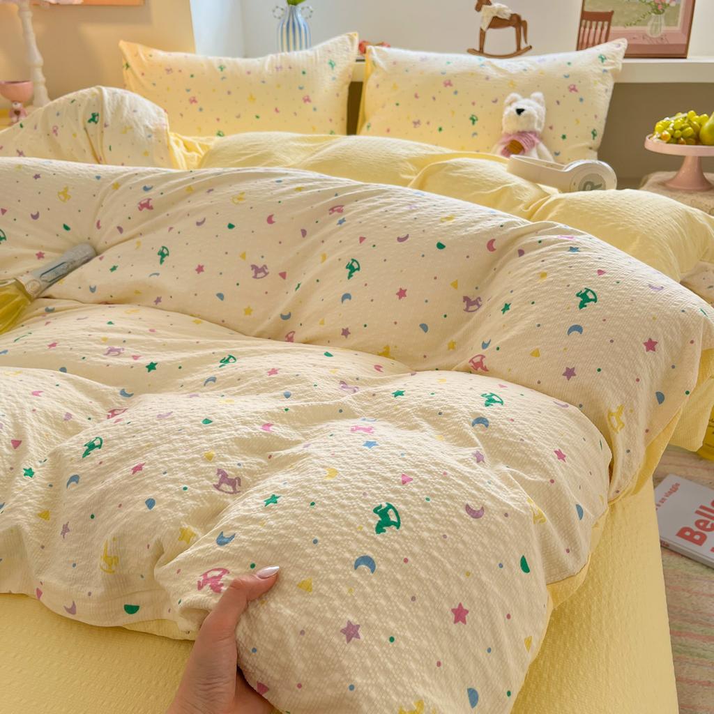 Class A Double-Layer Gauze, Cotton, Pure Cotton, Fresh Floral Bedding, Bed Hat, Quilt Cover, Dormitory Students