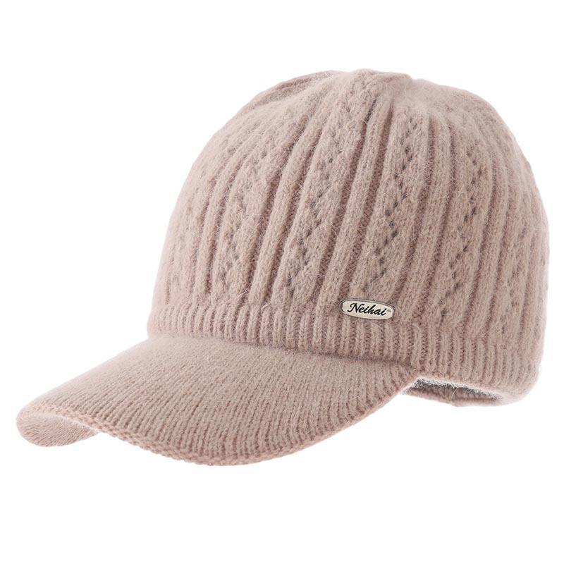 Herbst- und Winterwarme Mütze Damen Strickwolle Mode Baseballkappe Verdickte Freizeitmütze