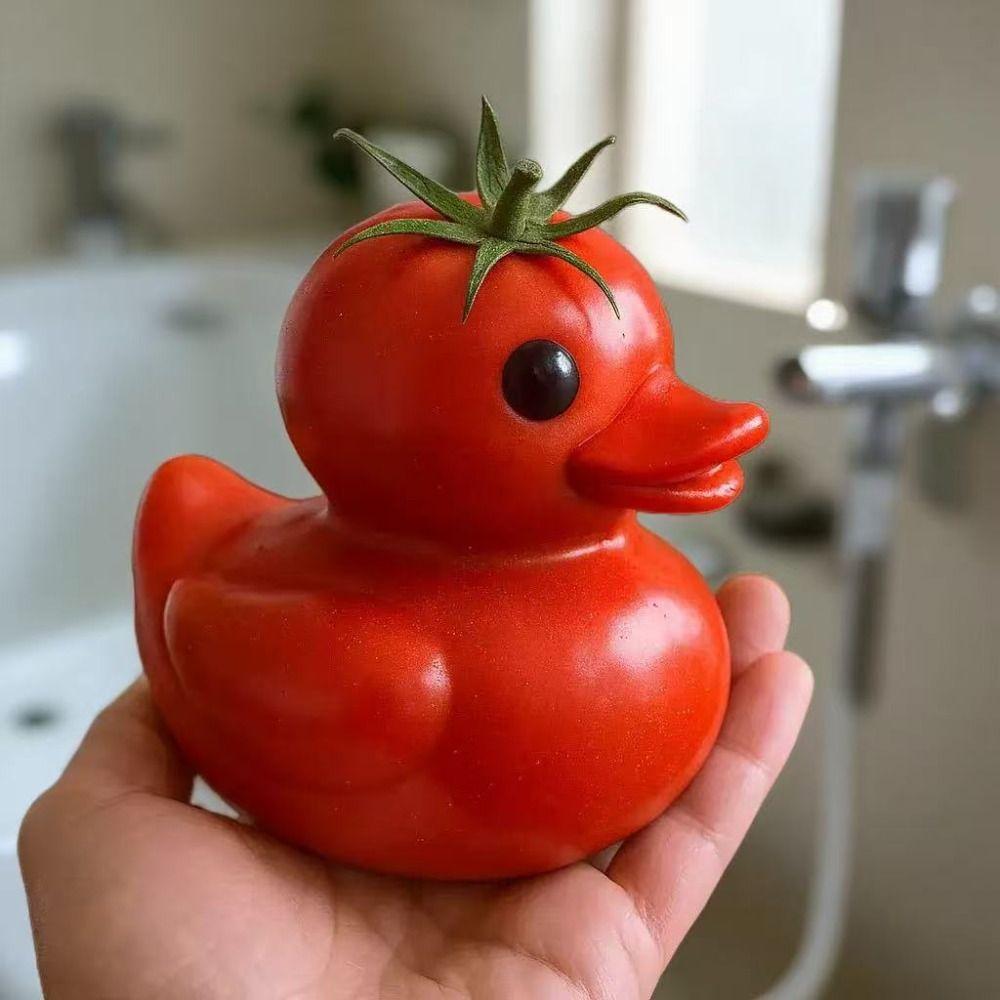 Resin Whimsical Vegetable Duck Ornament Cute Animal Sculpture Micro Landscape Duck Statue  Office