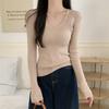 Autumn Winter V-neck Solid Color Knitting Pullover Top Women Casual Fashion Elastic All-match Slim Sweater