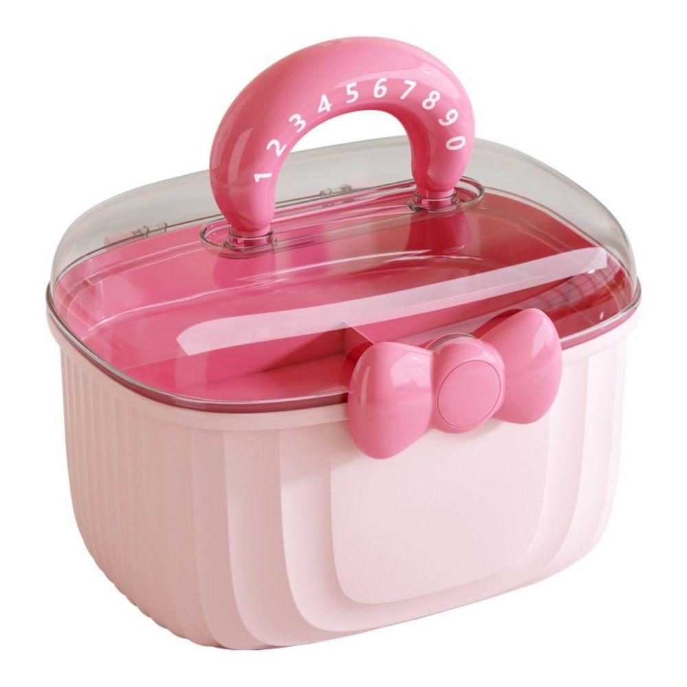 

Waterproof Hairpin Storage Box Bowknot Layered Container Cute Toy Organizer Box Girl Pink-S