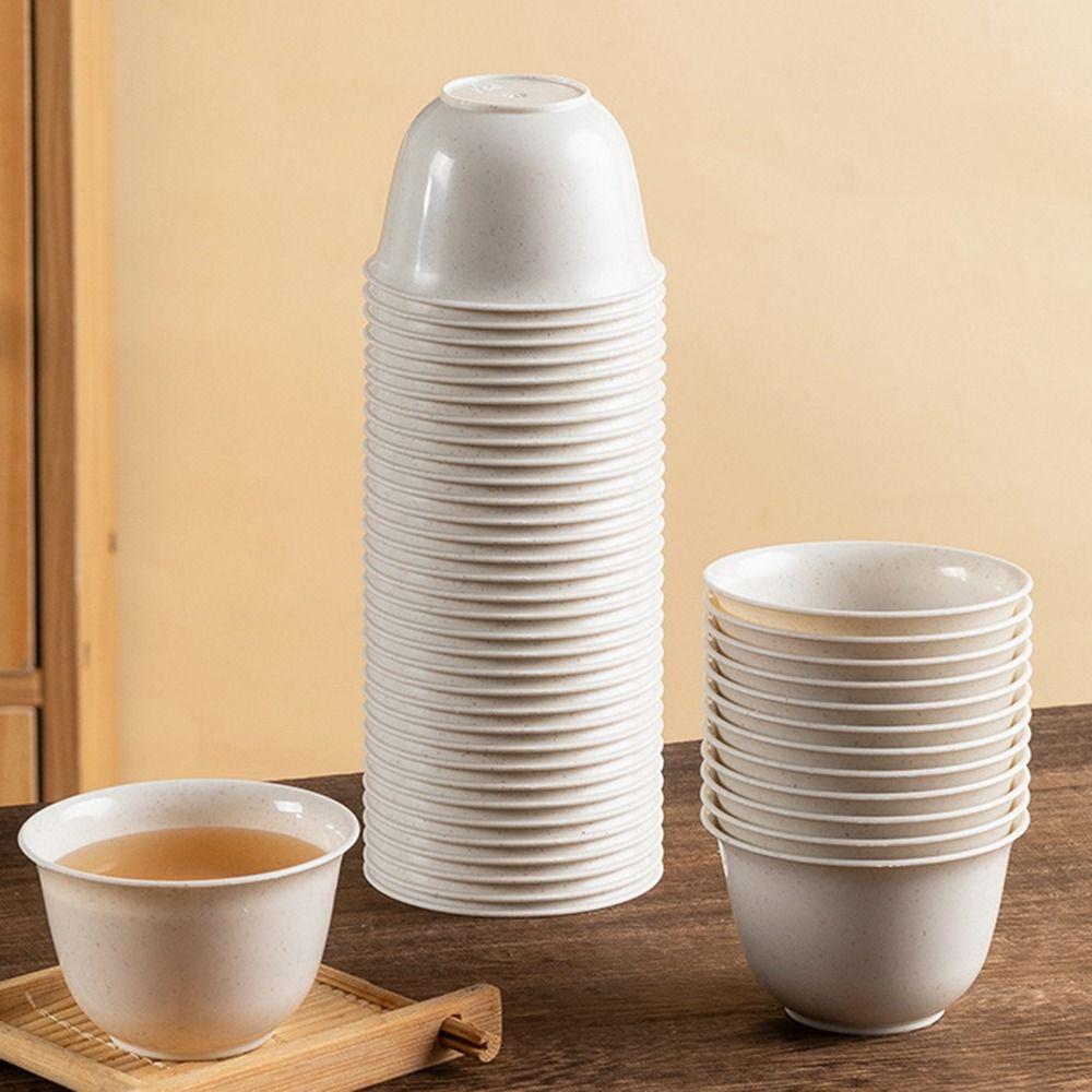 48Pcs/pack New Rice Husk Disposable Tea Cup Thickened Hospitality Kung Fu Tea Cup Biodegradable Small Tea Cup
