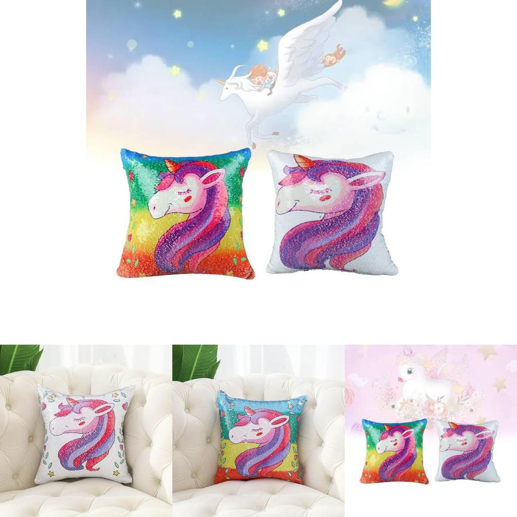 Colorful Cartoon Sequin Pillowcase For Diy Sofa Cushion And Car Seat Decor 40x40cm