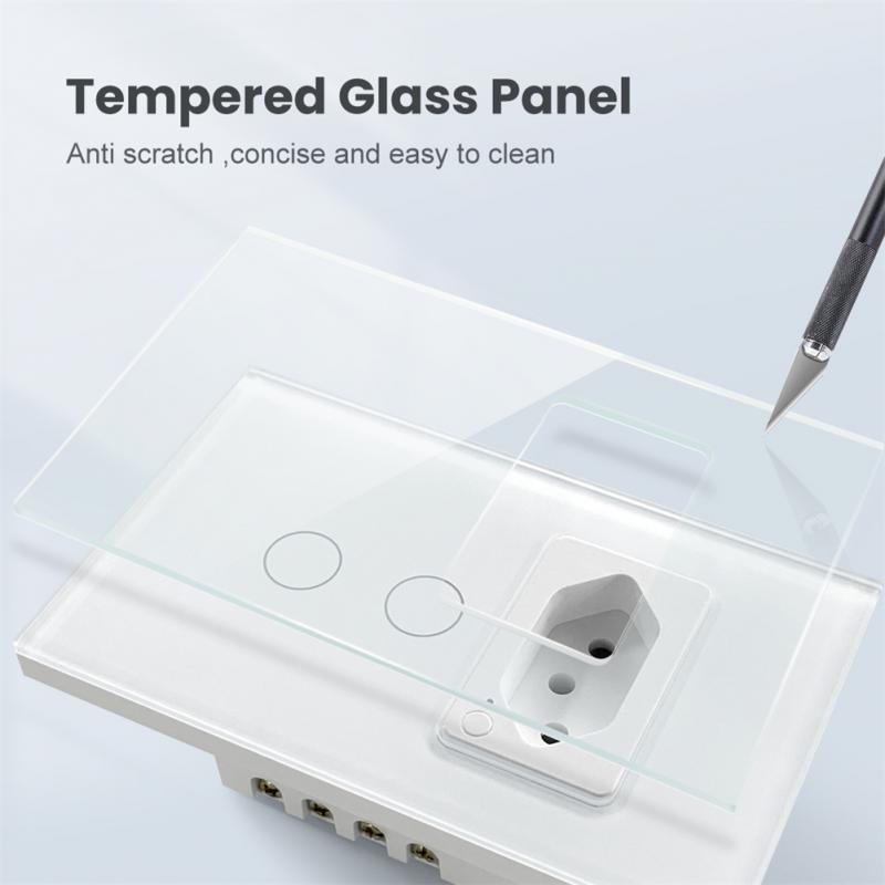 Corui Tuya Smart Wall Switch Plug Zigbee Wifi Socket Brazil Standard Glass Panel App Remote Control Works With Alexa Google Home