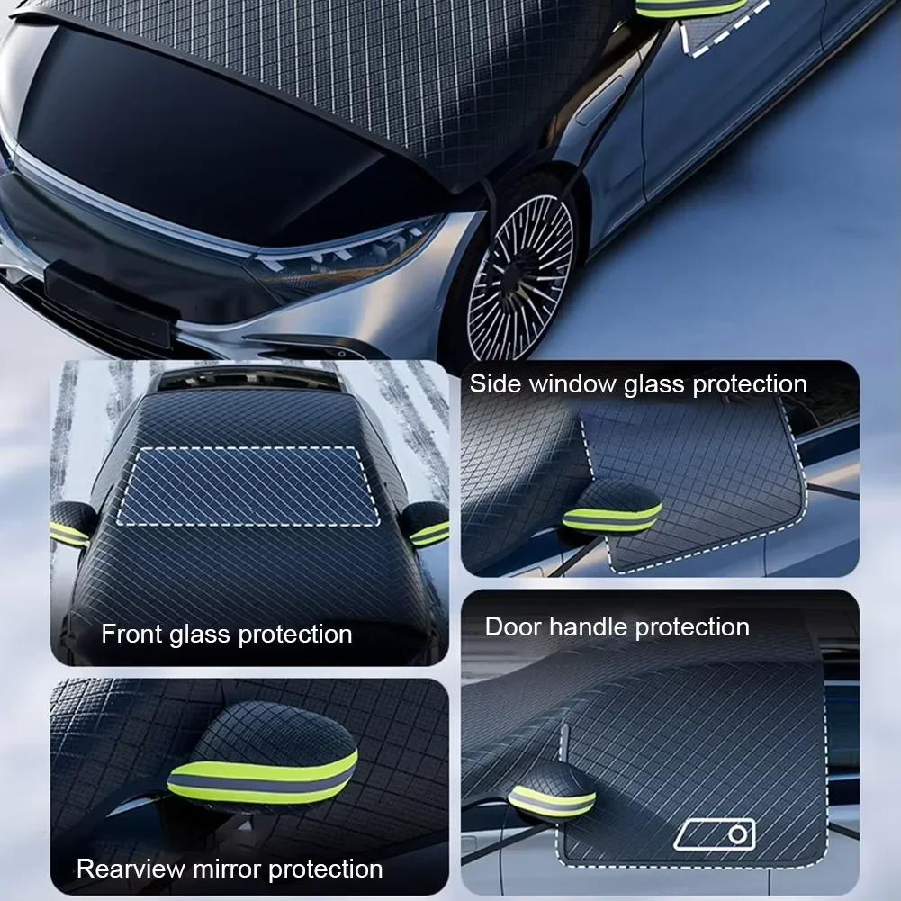 Universal Magnetic Car Window Snow Cover With Reflective Strips Waterproof Thicken Anti Freeze Four Seasons Windshield Cover