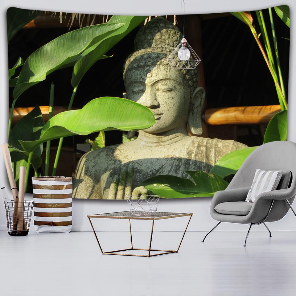 Buddha Wandteppich Blume Wandbehang Räucherkerze Buddha Statue Heimkunst Dekoration Schlafzimmer Wohnzimmer Hängevorhang