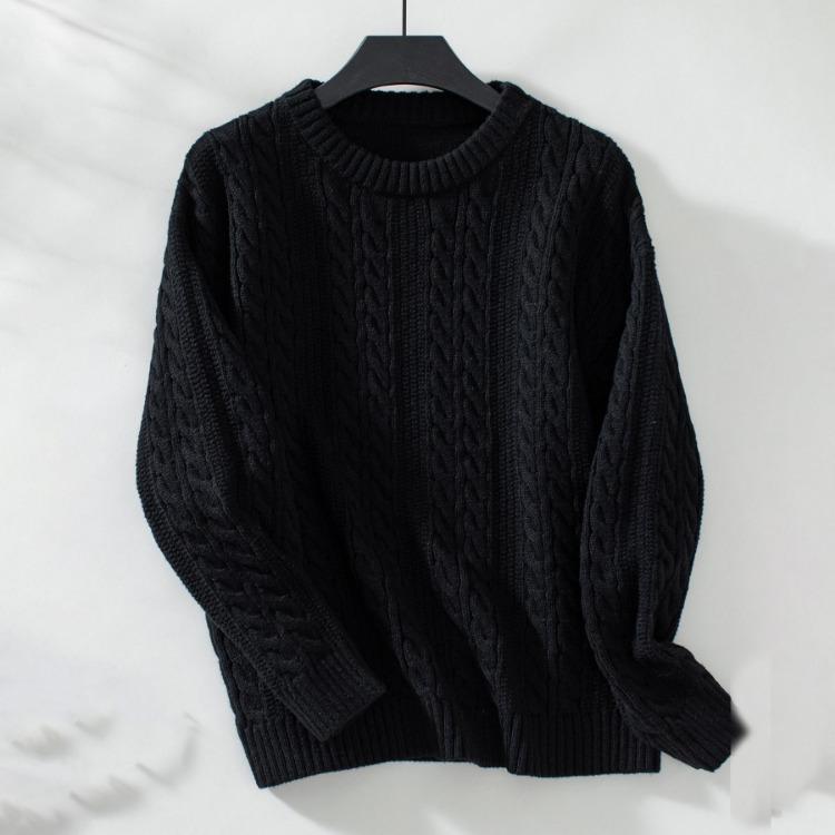 Autumn Winter Vintage Loose Knitwear Cardigan Long Sleeve Solid Color O Neck Sweater Top