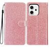 For Oppo Reno14 5G (Global) Wallet Case Glitter Anti-Scratch Leather Stand Phone Cover with Strap