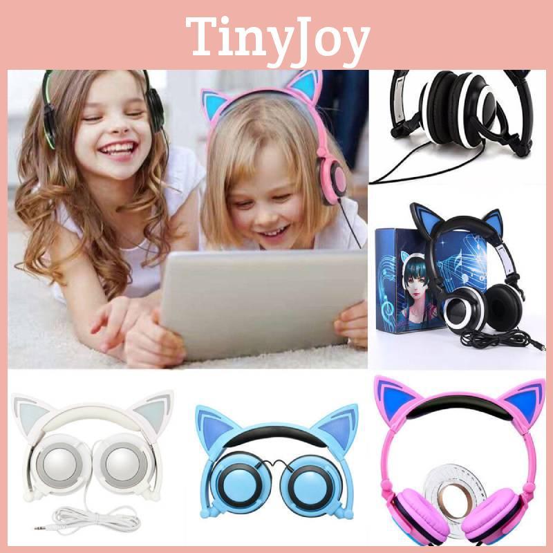 Cat Foldable Headphones Ear Led Music Lights Gaming Headset Stereo Super Bass