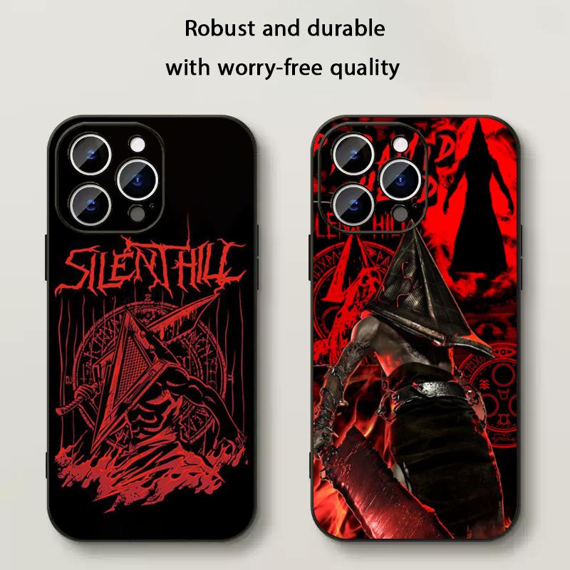 Classic thriller Pyramid Head Silent Hill Phone Case For iPhone 17 16e 15 14 13 12 Plus Mini Pro Max Soft black Shockproof Cover