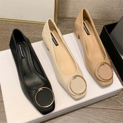 Block Heels Women's  Autumn New Korean Version Two-wear Single Shoe Professional Work Shallow Women's Shoes
