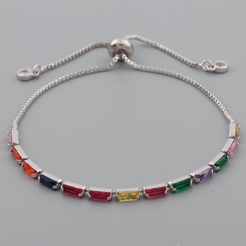 Women's Charm Tennis CZ Zircon Rainbow Bracelet For Women Luxury Multicolor Crystal Bracelet Couple Jewelry Gifts Pulseras Femme