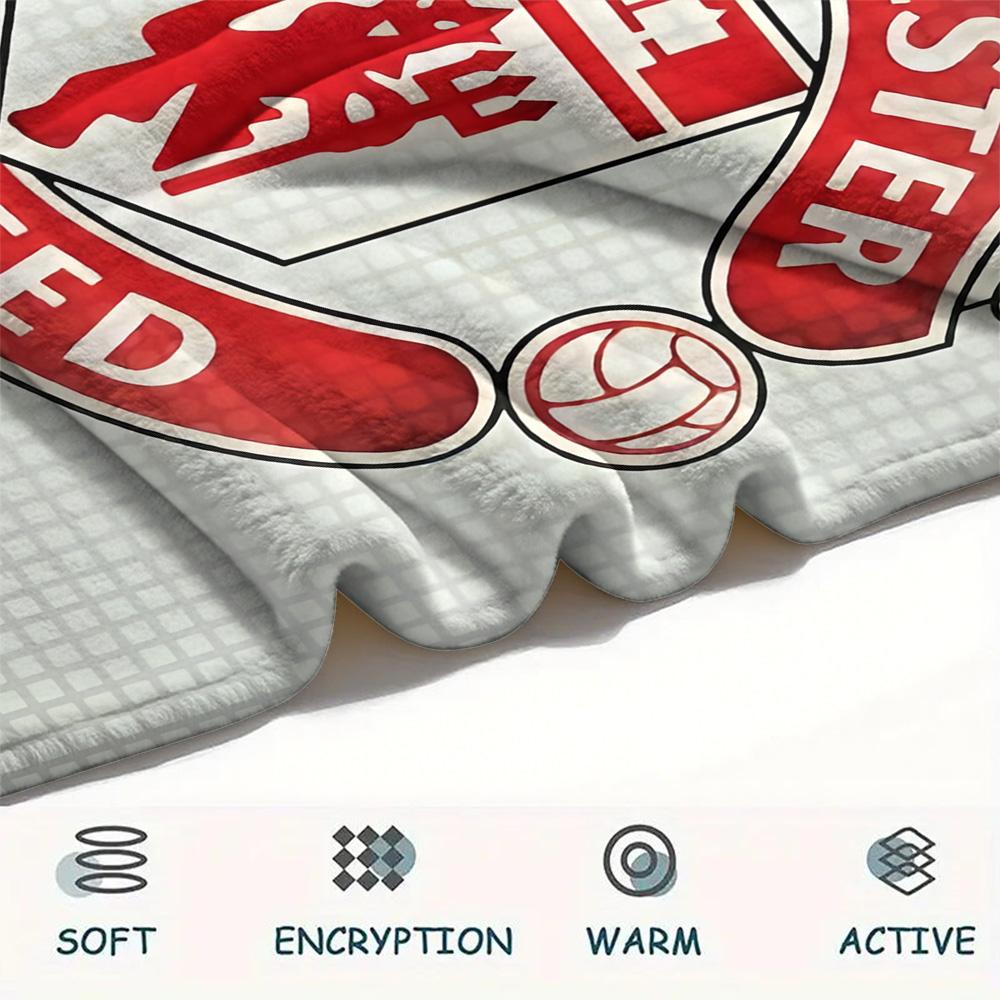 1pz Coperta in Flanella con Stampa Manchester United FC, Alta qualità Confortevole per Tutte le Stagioni, Decorazione per la Casa, Calore e Comfort, Perfetta per Regali di Natale