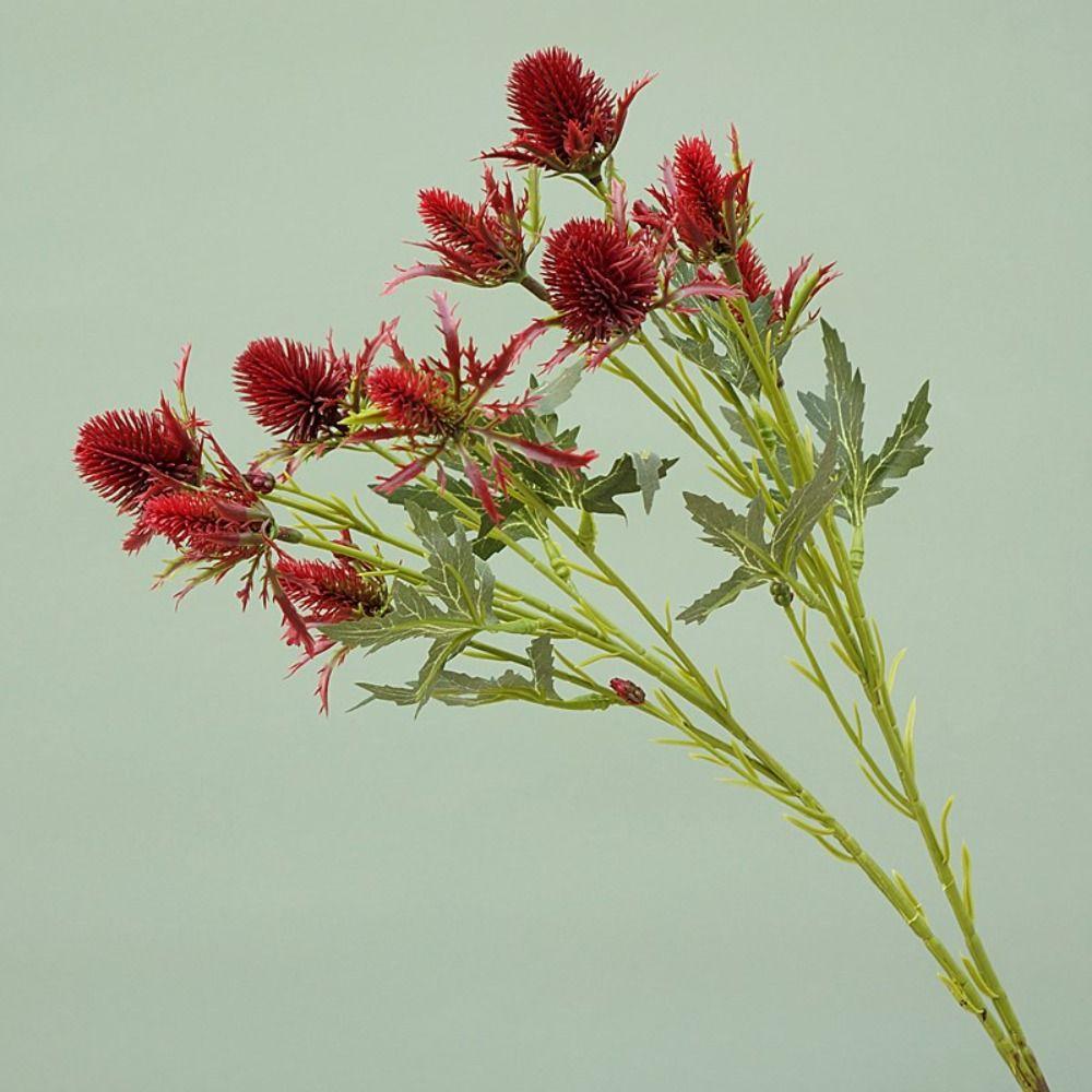 Realistic Artificial Sea Holly Branch Real Touch Fake Flowers  Home Living Room Decor