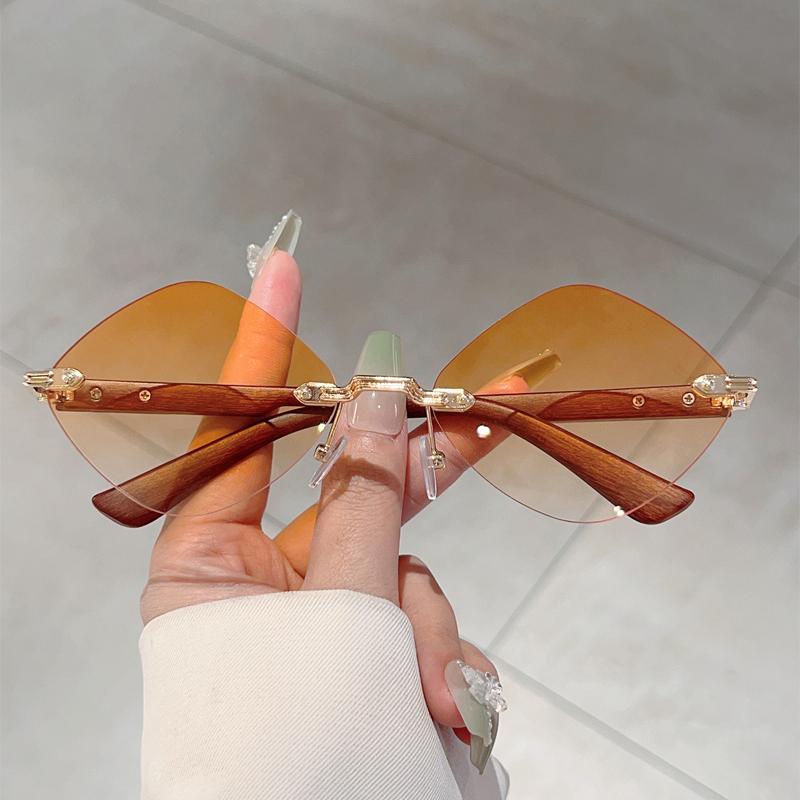 Rimless Rhombic Sunglasses Men Fashion Vintage Gradient Casual Shades Women Trendy Brand Design Outdoor Decor Sun Glasses