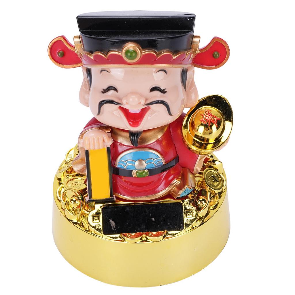 Solar Powered CAI Shen Statue Nodding Fortune Ornament Car Ornament Home Decoration South Road Type