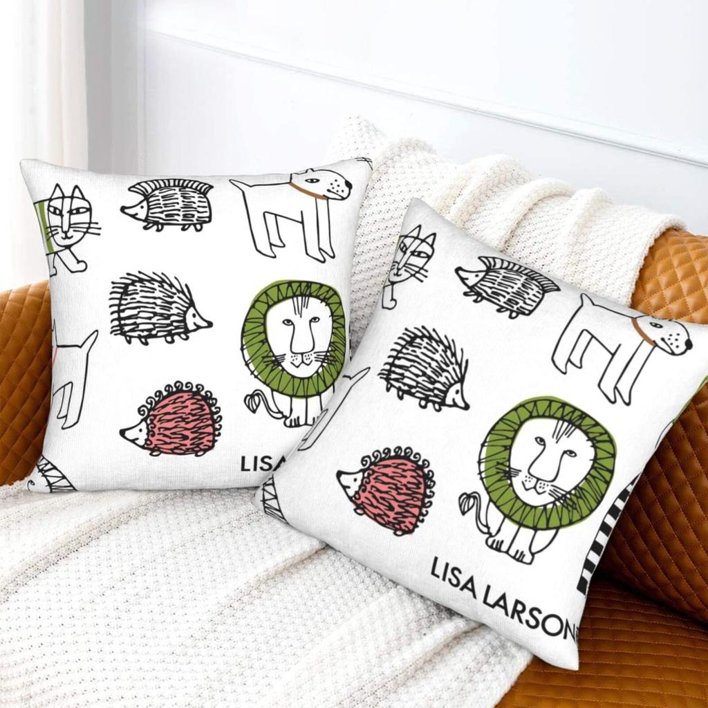 HTSW Cushion Set of Lisa Larson Nordic Decorative Cushion Sofa Back Car Chair and Interior Decor Covers, 45x45cm, 2, Design, Style, Pillowcases,
