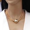 European and American Exaggerated Large Cylindrical Pendant Clavicle Necklace Hip-hop Trend Multi-layer