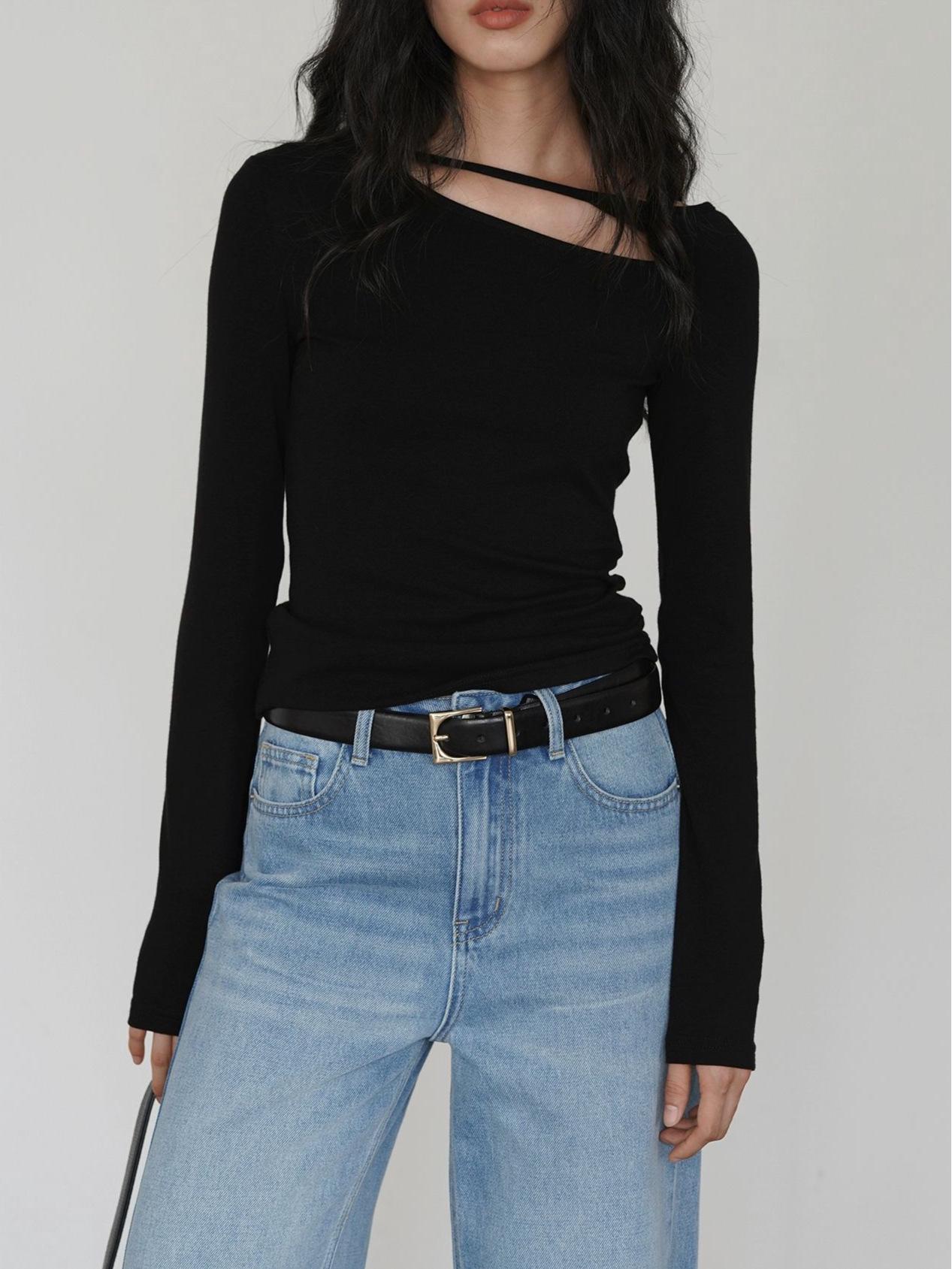 

Red Spicy Girl Hollow Long Sleeve T-Shirt Women s Petite Stylish Base Layer for Spring and Autumn XL [110-120 lbs] чорний
