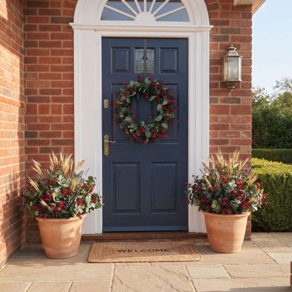 Red Berry Christmas Artificial Plants Decor Xmas Flower Wreath Christmas Home Decoration