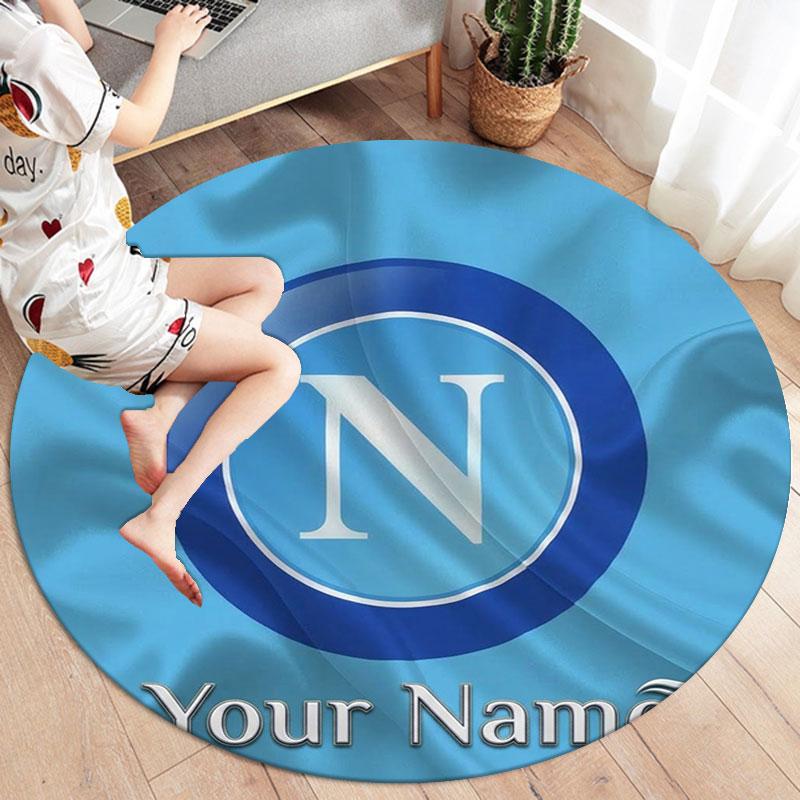 SSC Napoli Custom Name Round Area Rug,Carpet Rug for Living Room Bedroom Sofa Playroom Decor,Non-slip Floor Mat