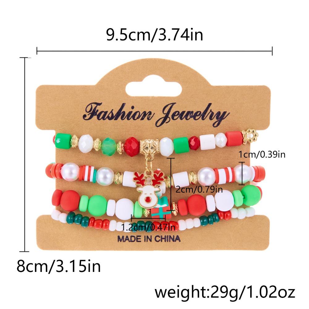 4pcs/set Christmas Tree Christmas Beads Bracelets Santa Christmas Jewelry  Girl