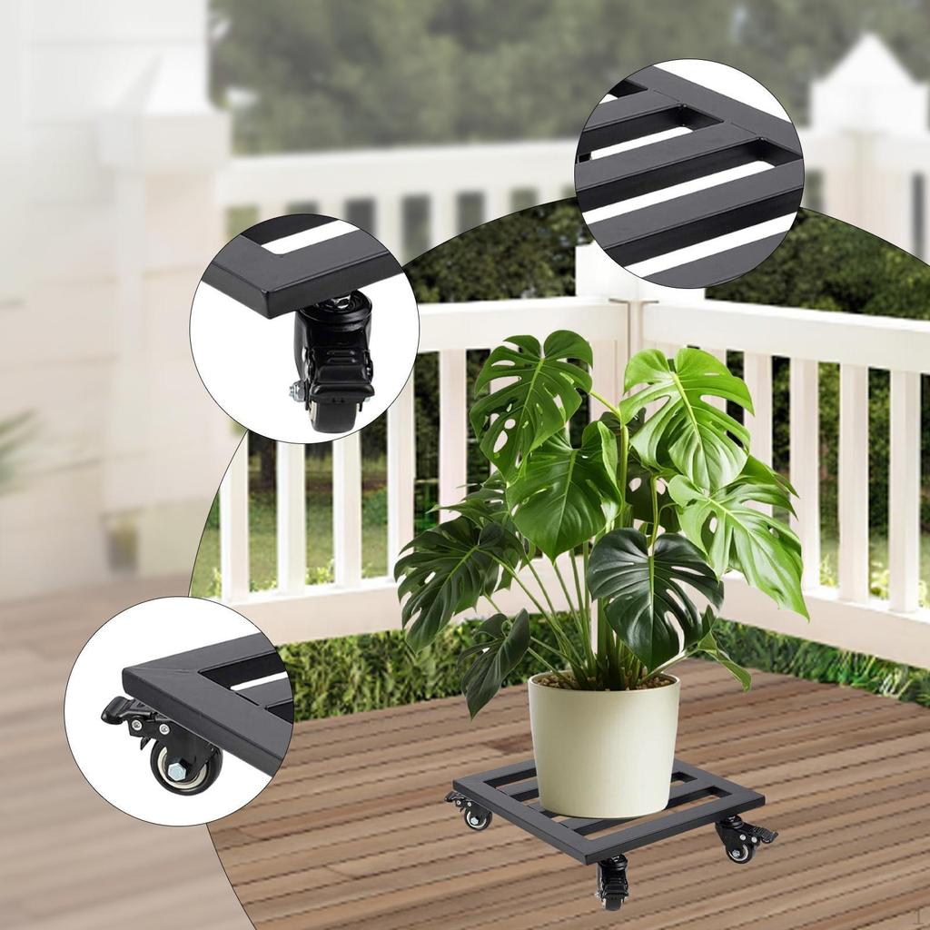 Plant Saucer with Castors Made of Iron for Easy Mobility Flower Pots And Tubs Balcony Office