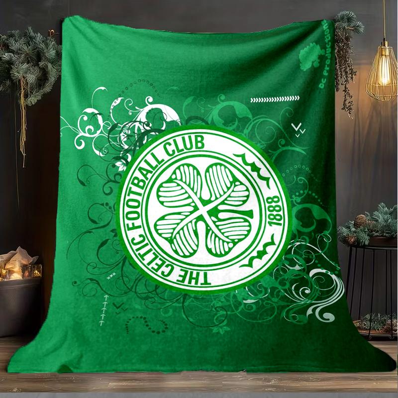 1pz Coperta Morbida in Flanella Stampata con Stemma del Celtic Football Club per Camera da Letto Adulti Soggiorno Divano Campeggio Viaggio Regali per Fan Regali di Natale