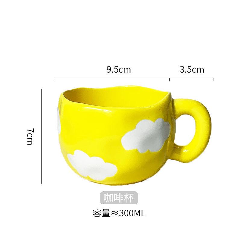 Cute Irregular Ceramic Coffee Cup Hand-painted Creative Breakfast Cup Oat Cup Milk Cups Tea Cups Household 300ml Water Cups