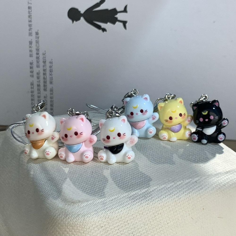 Cartoon Cat Waving Cat Keychain DIY Couple Keychains New Cute Keychain  Home Desktop Decoration