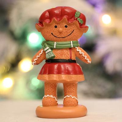 Yousheng Gingerbread Man Figurine Christmas Resin Gingerbread Statue with Dress/Suit Holiday Tabletop Ornament for Home Kitchen Mantel Decorations