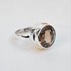 Handmade Round Smoky Quartz Ring: 925 Sterling Silver, Capricorn Birthstone