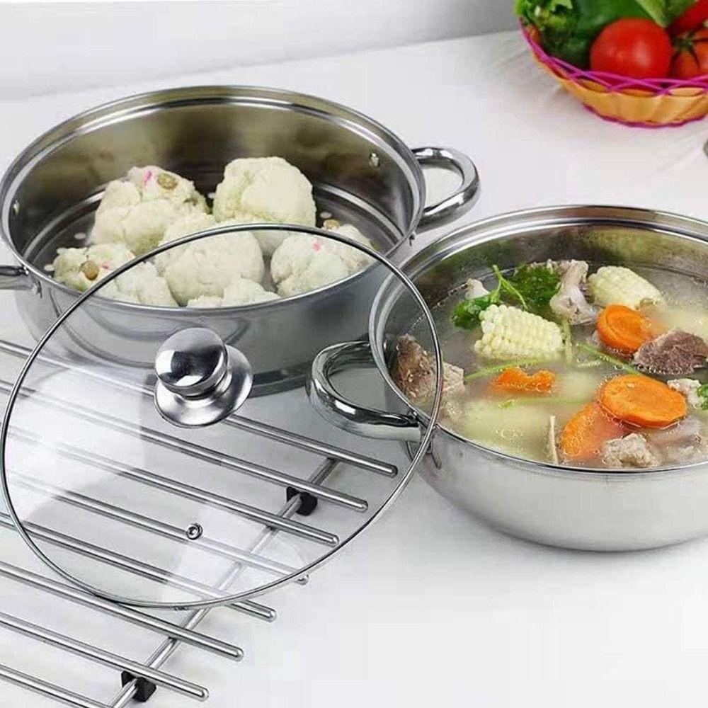 Fish/Soup/Hot Pot Steaming Cookware Tempered Glass Lid Double Boilers Dumpling