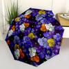 1pc Pansy Flowers Automatic Opening/Closing Folding Umbrella with 51 Ribs, Plastic Handle, Windproof Portable Sunshade Umbrella Halloween an