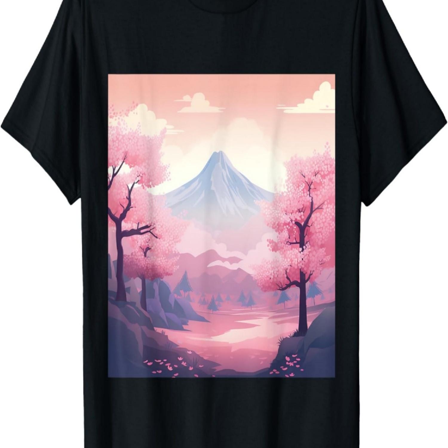 Pastel Dreams Unfold Tranquil Symphony with Cherry Blossoms T-Shirt(2) S