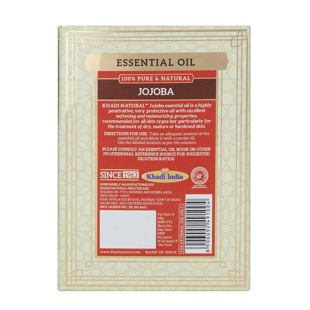 KHADI NATURAL Jojoba Essential Oil 10 Ml Pure Multipurpose Skin And Hair Moisturizing Care Pack Of 1