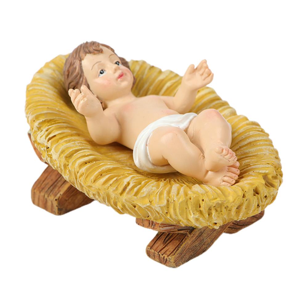 Jesus manger straw bed sculpture ornaments Baby Jesus Statue Ornament Religious Jesus Figurine Home Church Christmas Craft Decor