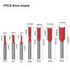 1/7 stücke Einzigen Doppel Flöte Gerade Bit 6mm 1/4 zoll Schaft Fräser für Holz Wolfram Hartmetall Router bit Holz Werkzeug