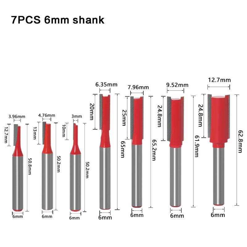 1/7 stücke Einzigen Doppel Flöte Gerade Bit 6mm 1/4 zoll Schaft Fräser für Holz Wolfram Hartmetall Router bit Holz Werkzeug