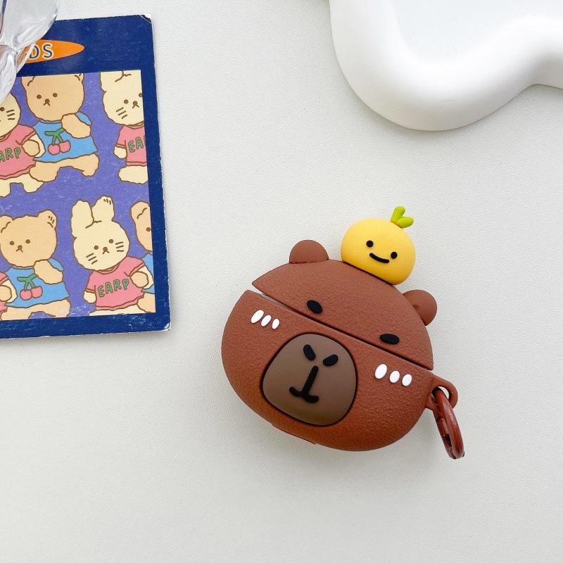 Süßes orangefarbenes Capybara für AirPods Pro 1 Schutzhülle Cartoon 1. Generation Dritte Generation Apple Bluetooth Headset Hülle